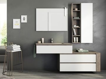 FREEDOM FL20 - Single wall-mounted HPL vanity unit with towel rail by LEGNOBAGNO