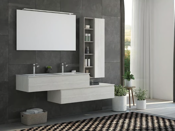 FREEDOM FL26 - Double wall-mounted HPL vanity unit with mirror by LEGNOBAGNO