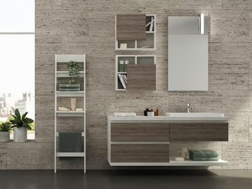 FREEDOM FL27 - Single wall-mounted melamine-faced chipboard vanity unit with mirror by LEGNOBAGNO
