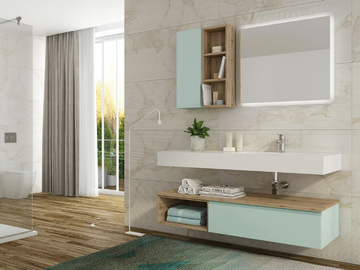FREEDOM FL28 - Single wall-mounted HPL vanity unit with mirror by LEGNOBAGNO
