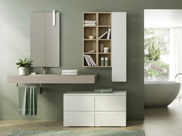 FREEDOM FL29 - Wall-mounted HPL vanity unit with towel rail with mirror by LEGNOBAGNO