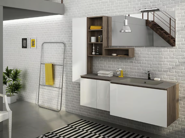 FREEDOM FL34 - HPL vanity unit with mirror by LEGNOBAGNO