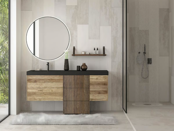 LIFE 02 - Floor-standing single vanity unit with mirror by LEGNOBAGNO