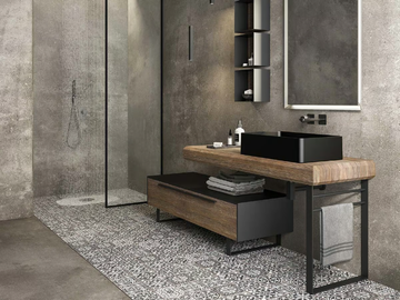 LIFE 08 - Floor-standing single vanity unit with mirror by LEGNOBAGNO