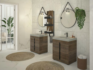 LIFE 09 - Floor-standing double vanity unit with drawers by LEGNOBAGNO