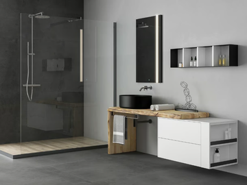 LIFE 14 - Floor-standing single vanity unit with mirror by LEGNOBAGNO