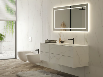 LIFE 15 - Single wall-mounted vanity unit with mirror by LEGNOBAGNO