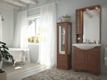 RETRÒ 02 - Floor-standing vanity unit with mirror by LEGNOBAGNO