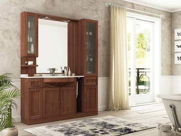 RETRÒ R208 - Floor-standing vanity unit with mirror by LEGNOBAGNO