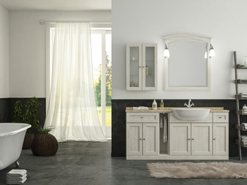 RETRÒ R210 - Floor-standing vanity unit with mirror by LEGNOBAGNO