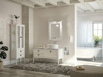 RETRÒ R213 - Floor-standing vanity unit with mirror by LEGNOBAGNO