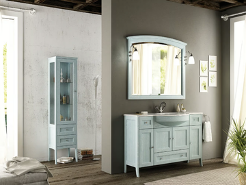 RETRÒ RC01 - Floor-standing vanity unit with mirror by LEGNOBAGNO