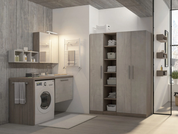 URBAN LAUNDRY 05 - Wall-mounted laundry room cabinet with sink by LEGNOBAGNO