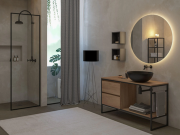 URBAN STRUTTURA 03 - Floor-standing oak vanity unit by LEGNOBAGNO