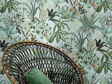 FIGARI - Textile effect wallpaper with floral pattern by LELIEVRE