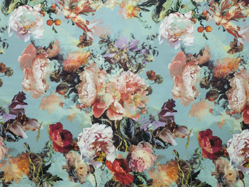 JEAN PAUL GAULTIER - BOTANIQUE - Printed satin fabric with floral pattern by LELIEVRE