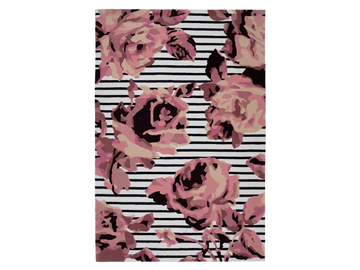 MARINE - Handmade rectangular wool rug with floral pattern by LELIEVRE