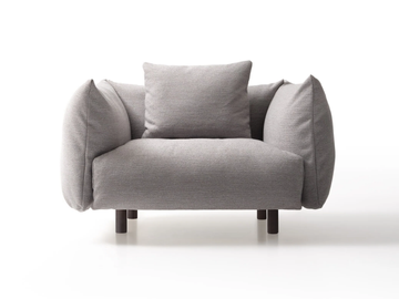 SOFFIO - Recycled fabric armchair with armrests by Lema