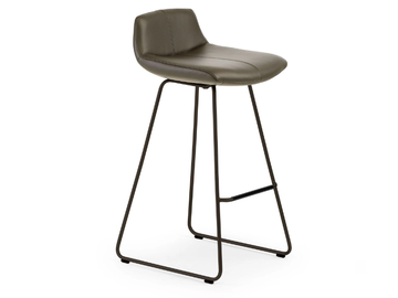 LX659 - Sled base upholstered leather stool by LEOLUX LX