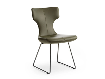 LX663 - Sled base upholstered leather chair by LEOLUX LX