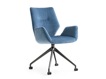 LXR02 - Swivel trestle-based fabric chair with armrests by LEOLUX LX