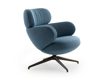 LXR09 - Swivel fabric armchair with armrests with 4-spoke base by LEOLUX LX