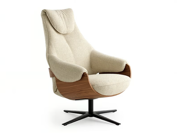 LXR10 - Fabric armchair with headrest with 4-spoke base by LEOLUX LX