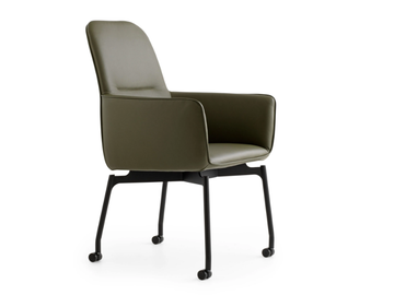 LXR20 - Leather chair with castors by LEOLUX LX