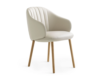 LXR23 - Leather chair with armrests by LEOLUX LX