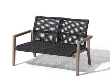 COPENHAGUE - Rope garden bench with back and armrests by Les Jardins®