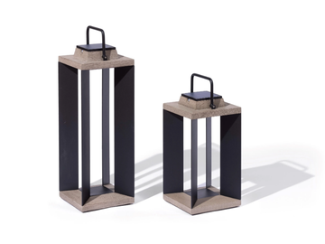 TECKA82 - Solar powered aluminium and wood lantern by Les Jardins®