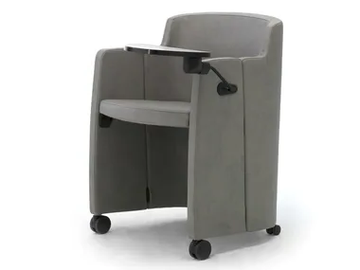 CLAC - Folding leather training chair with writing tablet by Leyform