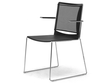 ILIKE RE - Sled base steel, polypropylene and mesh chair wit armrests by Leyform