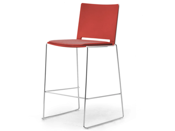 ILIKE - Sled base chrome plated steel and polypropylene stool by Leyform