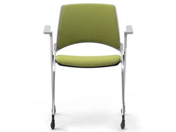 KEY OK - Chrome plated steel and fabric chair with armrests by Leyform