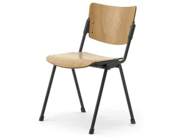 LAMIA - Stackable wooden chair with linking device open back by Leyform