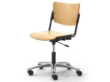 LAMIA - Wooden office chair with castors with 5-Spoke base by Leyform
