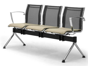 ORIGAMI RX - Freestanding steel beam seating with armrests by Leyform