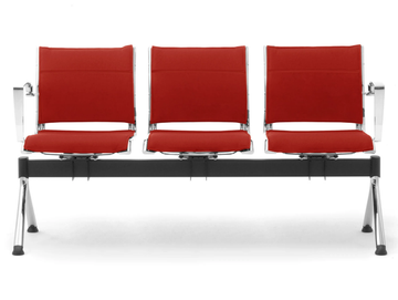 ORIGAMI X - Freestanding chrome plated steel and leather beam seating by Leyform
