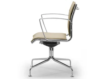 ORIGAMI X - Swivel trestle-based leather chair with armrests by Leyform