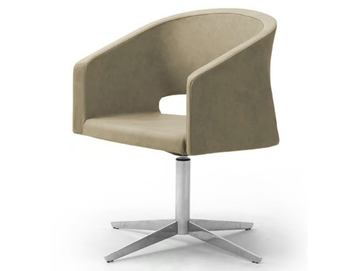 REEF - With 4-spoke base leather easy chair with armrests by Leyform