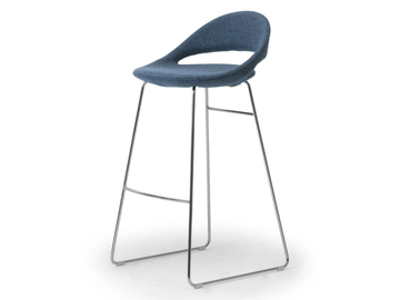 SAMBA - High sled base steel and fabric stool with back by Leyform