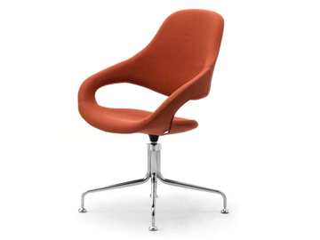 SAMBA PLUS - Swivel with 4-spoke base leather easy chair with armrests by Leyform