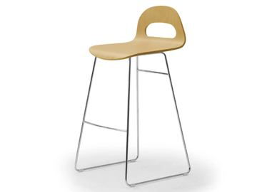 SAMBA WOOD - High sled base multi-layer wood and steel stool by Leyform
