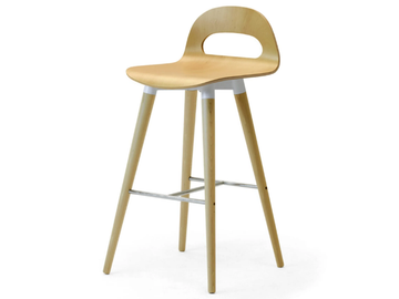SAMBA WOOD - High wood veneer stool with back by Leyform