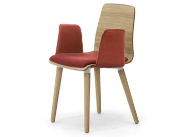 ZEROSEDICI WOOD - Wood veneer chair with armrests with integrated cushion by Leyform