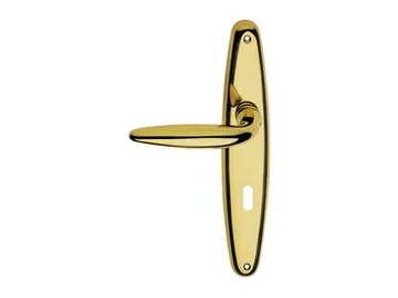 KUBA - Classic style brass door handle on back plate with lock by LINEA CALI'
