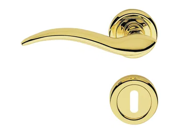 LIBERA - Classic style brass door handle on rose with lock by LINEA CALI'