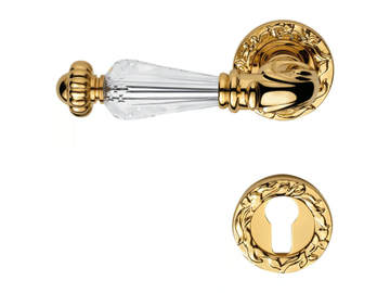 NINFA CRYSTAL - Classic style brass door handle with Swarovski® Crystals with lock by LINEA CALI'