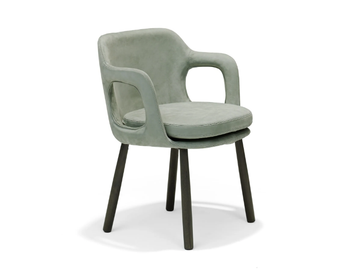 HEATH - Upholstered fabric chair with armrests by Linteloo
